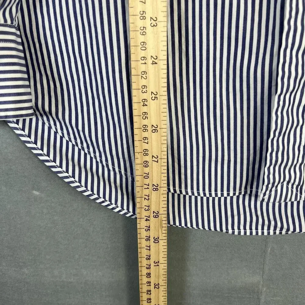 Vintage Polo Ralph Lauren Dress Shirt Mens 15.5-34 Blue White Striped Button 90s